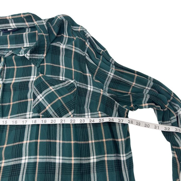 Ava & Viv Plus Size 4X Womens Green Plaid Button-Up Shirt 100% Rayon - Picture 5 of 10